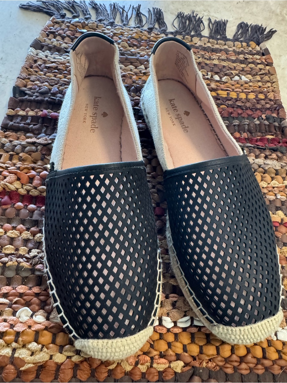 kate spade Black Perforated Espadrille Slip-Ons - Picture 4 of 12